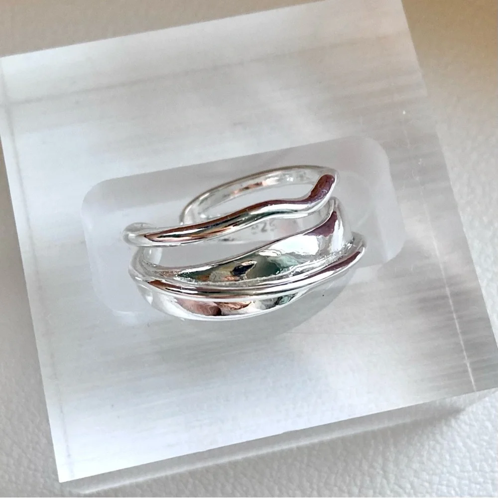 Silver Wave Trio Ring